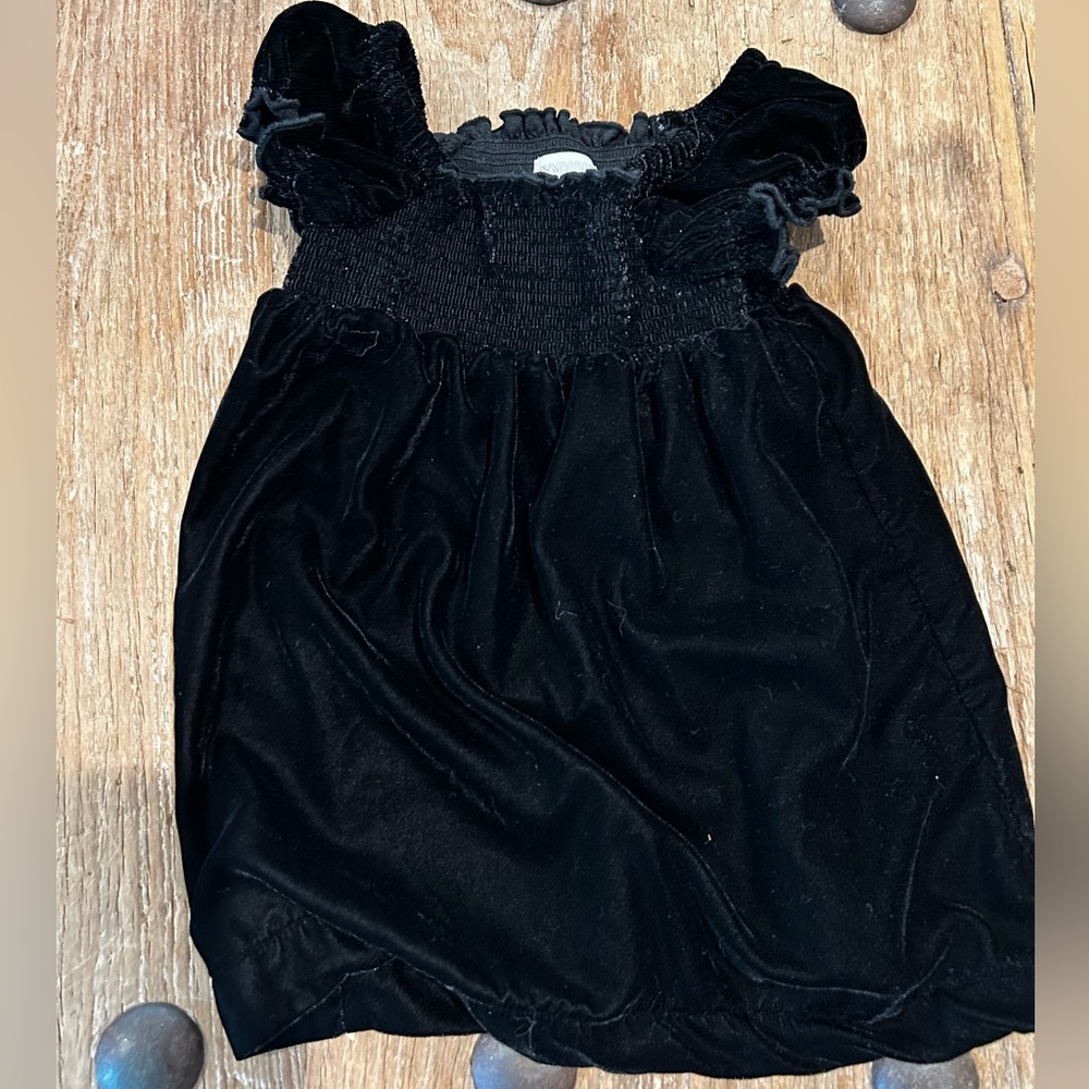 Black velvet baby girls dress